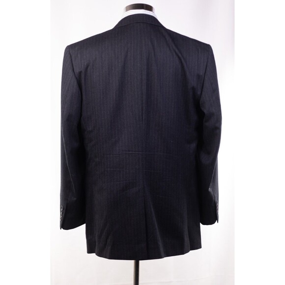 Jos A Bank Gray striped 2-piece suit men size 42L Pleated pants sz - Picture 3 of 16